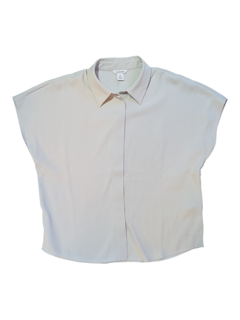 Calvin Klein Women's Light Cream Cap-Sleeve Button-Front Blouse